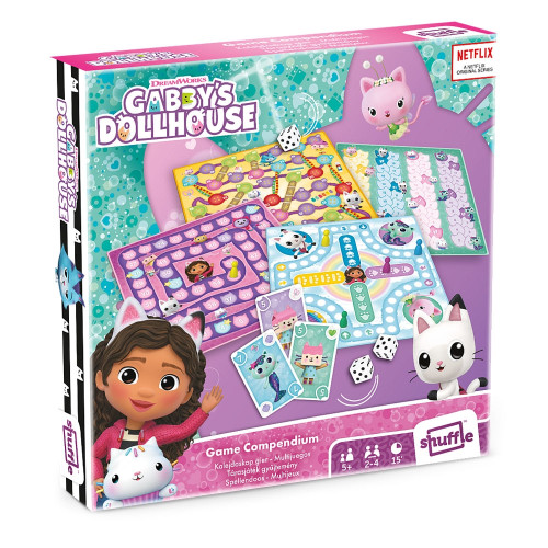 Set jocuri de societate Game Compedium - Gabby's Dollhouse,  pentru 2-4 jucatoare de peste 5 ani